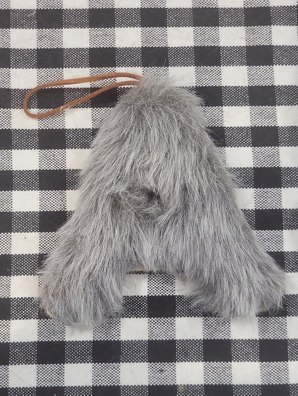 Vintage Target Gray Faux Fur Letter "A" Christmas Ornament - 2017